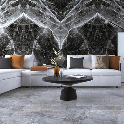 2400x1200mm φωτεινό μαύρο κύμα μαρμάρινο πορσελάνινο πλακάκι 120x240 γυαλιστερό κεραμικό δάπεδο Terrazzo